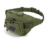 FRTKK Riñonera táctica Militar con Parche de Bandera de Estados Unidos con Correa Ajustable para Pesca, Ciclismo, Camping, Senderismo, Perros, Verde (Army Green 2), Riñonera