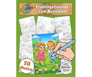 Frühlingsfreunde zum Ausmalen - Kinder-Malbuch mit 50 fröhlichen Motiven für Kinder von 5-8 Jahren: Kreativer Malspaß für Vorschul- und Grundschulkinder mit Bonus-Download