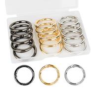 FRUHLING 15 mosquetones redondos de metal de 33 mm con apertura de muelle, mosquetón para llaveros, manualidades, mochilas, monederos, bolsas de transporte