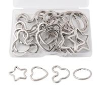 FRUHLING Juego de 20 llaveros planos, anillos divididos, de metal, para llaves y manualidades (4 formas)