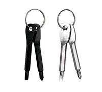 FRUHLING Juego de 4 destornilladores pequeños EDC Mini Ranura Phillips con llavero, regalos para hombres (negro plateado)