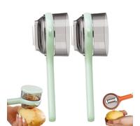 Fruit and Vegetable Peeler with Storage Box, Vegetable Peeler with Catcher, Double-Sided Stainless Steel Multi-function Peelers for Home Kitchen, Anti-Slip Handle Design (Green * 2)