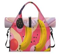 Fruit Banana - Bolsa deportiva de lona para mujeres y hombres, bolsa de fin de semana con compartimento para zapatos, bolsa de hombro para yoga, gimnasio, viajes, color, L, Organizador de bolsas