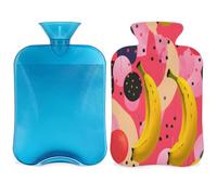 Fruit Banana - Botella de agua caliente con tapa, 2 L, gran capacidad, para noches acogedoras, alivio del dolor, espalda, cuello y hombros