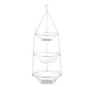 Fruit Basket - 3 Tier Iron Holder Storage for Vegetables, Organizer with Sturdy Stand, Large Capacity Kitchen Basket for Fruits, Snacks, Bread, Potato, Onion, Bathroom Use 11.02x11.02x29.13 inches