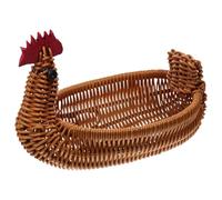 Fruit Basket - Chicken Shape Imitation Rattan Organizer | Woven Fruit Storage Baskets For Vegetables Potatoes Bread Crackers Chips Kitchen Pantry Counter Table Shelf Party Entryway Easter And Others