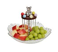 Fruit Bowl Con 6 Tenedores Decoración Decorativa Mesa Punto Central | Plato de frutas de color plateado para encimera de cocina y salón para ensalada, pasta, nueces, bocadillos