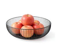 Fruit Bowl For Kitchen Counter - Metal Wire Basket Storage Organizer Tray | Decorative Serving Bowl For Vegetables Snacks Treats Candies | Open Design Countertop Fruit Holder F́or Home Kitchen