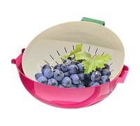 Fruit Cleaner Bowl, Vegetable Washing Drain Basket, 10.63x9.84x3.94 inches Kitchen Colander Cleaning Tool, Compact Drainer for Home, Apartment, Berry, Pasta, Veggie, BBQ & Picnic