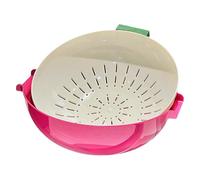 Fruit Cleaner Bowl, Vegetable Washing Draining Colander Basket, Layer Kitchen Gadget Tool Ideal for Berries, Pasta, Veggies, Bbq Prep, Home, Apartment and Picnic Use, 27 x 25 x 10 cm Pink Red