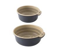 Fruit Colander Washing Basin, Non-Slip Stackable Strainer Bowl Set for Rice Rinsing Salad Prep Fruit Washing Baking and Kitchen Meal Preparation for Home Use or Cooking Tasks