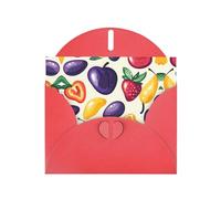 Fruit Collection - Juego de tarjetas de felicitación impresas con interior en blanco, papel perla roja, tarjetas de cumpleaños, boda para invitaciones de fiesta