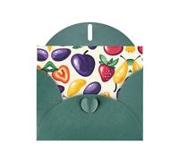 Fruit Collection - Juego de tarjetas de felicitación impresas con interior en blanco, papel perla verde oscuro, tarjetas de cumpleaños, boda para invitaciones de fiesta
