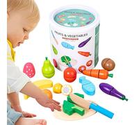 Fruit Cutting Toy Set, Wooden Pretend Play Kitchen Kit, Safe Healthy Puzzle Food Toys for Kindergartens, Home, Nurseries, Early Learning, Role Play, Educational Fun