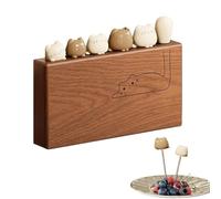 Fruit Dessert Fork with Cat Handle,Cute Cat Design Stainless Steel Fruit Forks,Creative Dessert Forks Set with Wooden Base, For Home,Kitchen,Cakes,Cheese,Salad