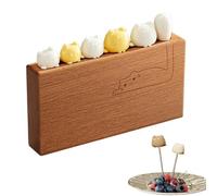 Fruit Dessert Fork with Cat Handle,Cute Cat Design Stainless Steel Fruit Forks,Creative Dessert Forks Set with Wooden Base, For Home,Kitchen,Cakes,Cheese,Salad