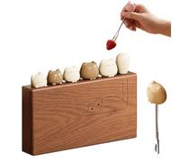 Fruit Fork with Cat Handle Design,Cat Handle Fork - Stainless Steel Cute Silverware Set, Wood Base For Fruit Appetizer Charcuterie Cheese Cake Salad Party (#A)