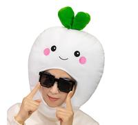 Fruit Hat Costume - White Radish Cosplay Headgear for Carnival Celebration | Soft Fabric with Plush Texture, Fun Vegetable Theme Accessory, Lightweight Party Wear for Festivals Birthdays Gatherings