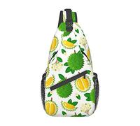 Fruit of Durian and Leaves Pattern Sling Bag Senderismo Mochila de Hombro Crossbody Mochila de Viaje Paquete de Pecho para Hombres y Mujeres