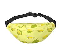 Fruit of Durian - Riñonera cruzada con patrón para senderismo, correr, viajes, ciclismo e informal, Black, Talla única, Cinturón de dinero