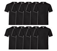 Fruit of the Loom 10 camisetas de algodón pesado M, L, XL, XXL, varios colores a elegir, 10 x Deep Black + Gratis Myshirt bolsa de tela, 3XL