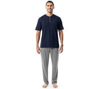 Fruit of the Loom 2-Piece Jersey Knit Pajama Set Juego de Pijama, Azul Marino/Gris Jaspeado, XXL Grande para Hombre