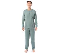 Fruit of the Loom 360 Stretch Long Sleeve Henley Top and Pant Sleep Pajama Conjunto Pijama, Verde, L Hombre, Verde, L