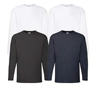 Fruit of the Loom 4 T Camiseta de manga larga, M L XL XXL, varios colores a elegir, 2blanco1negro1azul marino, L