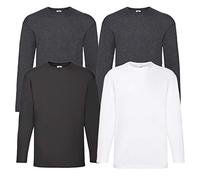 Fruit of the Loom 4 T Camiseta de manga larga, M L XL XXL, varios colores a elegir, 2D. Heather1weiss1negro, M