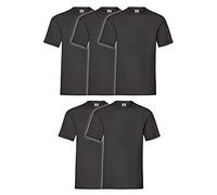 Fruit of the Loom 5 camisetas infantiles de 8, 10, 12 y 14 años, 100% algodón, 5x negro, 164