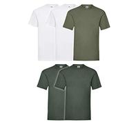 Fruit of the Loom 5 camisetas Valueweight 100% algodón, 2 blancos, 2 botellas, verde oliva, XXL