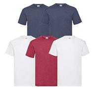 Fruit of the Loom 5 camisetas Valueweight 100% algodón, 2weiß2h Navy1h Red, XL