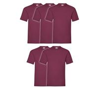 Fruit of the Loom 5 camisetas Valueweight 100% algodón, granate, XXL