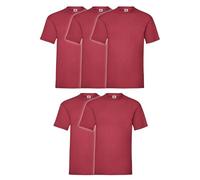 Fruit of the Loom 5 camisetas Valueweight S M L XL XXL XXXL 3XL Varios colores a elegir, rojo oscuro, S