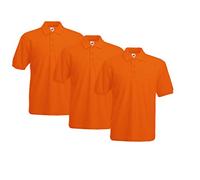 Fruit of the Loom 63-402-0 Camisa de Polo, Orange, L (Pack de 3) para Hombre