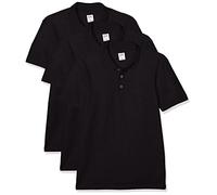 Fruit of the Loom 65/35 Camisa de Polo, Negro (, M (Pack de 3) para Hombre