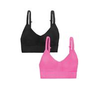 Fruit of the Loom A Fresh Collection So Comfy - Bralettes sin costuras para mujer, 2 unidades, tu nuevo esencial para el día a día, Ciruela de azúcar/tono negro, Small