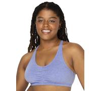 Fruit of the Loom Adjustable Shirred Front Racerback Sports Bra Multi Packs Sujetador de Cobertura Completa, Opaco, Gema Gris Jaspeado/Blanco/Azul, 90 (Pack de 3) para Mujer