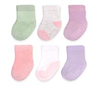 Fruit of the Loom Baby 6-Pack All Weather Crew-Length Socks, Mesh & Thermal Stretch - Unisex, Girls, Boys (0-6 Months, Modern Pink)