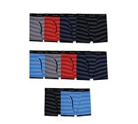 Fruit of the Loom Boys' Cotton Boxer Brief Underwear, Stripes - Assorted (Pack of 10), Large