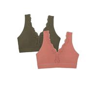 Fruit of The Loom Bralette de algodón sin Varillas de Cobertura Completa para Mujer, Desert Dusk/Olive Night, XXL