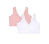 Fruit of the Loom Bralette Inalámbrico de Algodón con Cobertura Completa Sujetador, Opaco, Blushing Rose/White, 3XL para Mujer