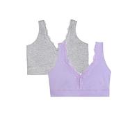Fruit of the Loom Bralette Inalámbrico de Algodón con Cobertura Completa Sujetador, Opaco, Lilac Whisper/Grey Heather, 4XL para Mujer