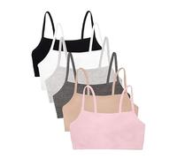Fruit of The Loom Brasier Deportivo de algodón con Tirantes Delgados para Mujer, Opaco (Paquete de 4), Arena/Blanco/Gris Jaspeado/Negro/Rosa ruborizado/carbón, 62