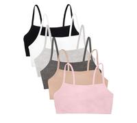 Fruit of the Loom Spaghetti Strap Cotton Pullover Sports Bra Value Pack Sujetador Deportivo, Opaco, Arena/Blanco/Gris Jaspeado/Negro/Rosa ruborizado/carbón, 70 6 para Mujer