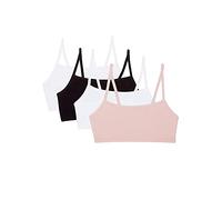 Fruit of the Loom Brasier Deportivo de algodón con Tirantes Delgados para Mujer, Opaco (Paquete de 4), Blushing Rose/Blanco/Blanco/Negro, Paquete de 4, 46