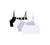 Fruit of the Loom Sport-BH Mit Spaghettiträgern, Baumwolle, Vorteilspack Sujetador Deportivo, Opaco, Negro/Blanco/Blanco/Gris Jaspeado, Paquete de 4, 42 (Pack de 4) para Mujer