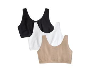 Fruit of The Loom Brasier Deportivo para Mujer, Paquete múltiple, Blanco/Arena/Negro, 85