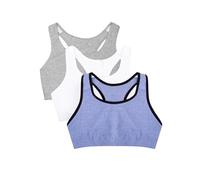 Fruit of the Loom Built Up Tank Style Sports Bra Fashion Colors Sujetador Deportivo, Gema Azul Jaspeado con Negro/Blanco/Gris, 34 (Pack de 3) para Mujer