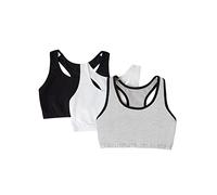 Fruit of the Loom Built Up Tank Style Sports Bra Fashion Colors Sujetador Deportivo, Gris con Negro/Blanco/Negro, 44 (Pack de 3) para Mujer
